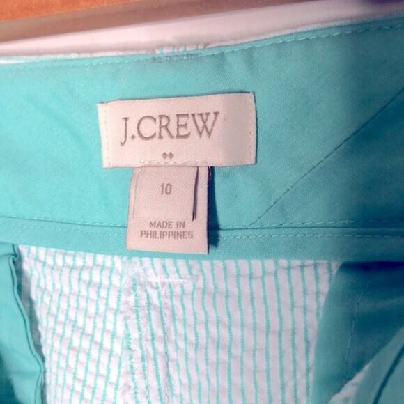 J. Crew White & Turquoise Striped Shorts size 10 - Picture 6 of 6